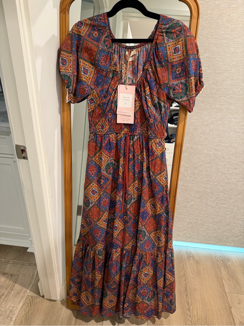 Christy Dawn Rust & Blue Patchwork Maxi Dress